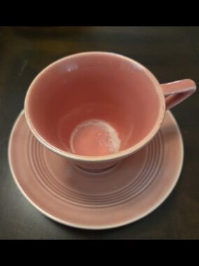 1930s Homer Laughlin Harlequin Cup And Saucer Pink Rose